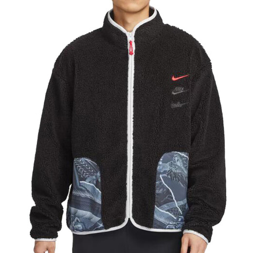 耐克（NIKE）外套男装2025夏季新款运动服摇粒绒保暖立领夹克 FZ6194-010黑色新年款 2XL