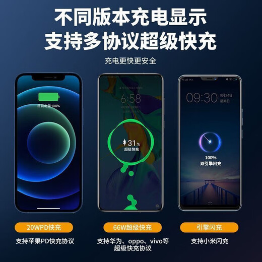 勋狸粑紫米20号充电宝210W大功率充电宝25000适用QB826G 丨66W丨白色电芯+苹果PD线 20000毫安