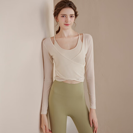 LULU CENTURY yoga clothes for women, sports tight long-sleeved running quick-drying breathable blouses for women, training Pilates fitness clothes tops for women, green blouse M