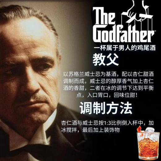 
Ou Shuai Base wine set Godfather/Godmother cocktail mix Bar Home Party DIY Wine slightly drunk Godfather: Di Sano 50ml + Jack Danny 50ml