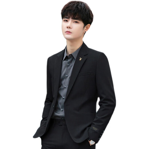 Playboy Suit Men's Casual Suit Formal Groomsman Suit Small Suit Jacket Men Black Single Suit XL 175 Recommended 115-130 Jin Jin equals 0.5 kg