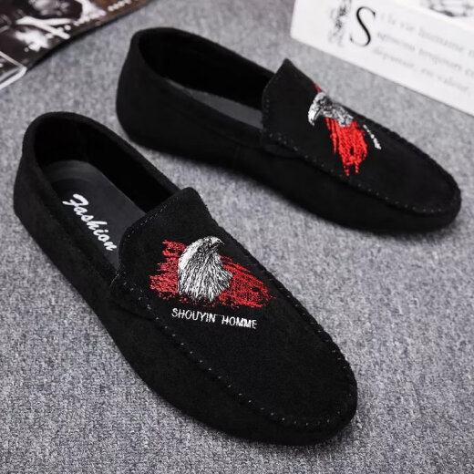 Tianguang old Beijing cloth shoes spring and autumn small-size bean shoes male student Korean style trendy society spirit guy versatile lazy shoes 829 black 42
