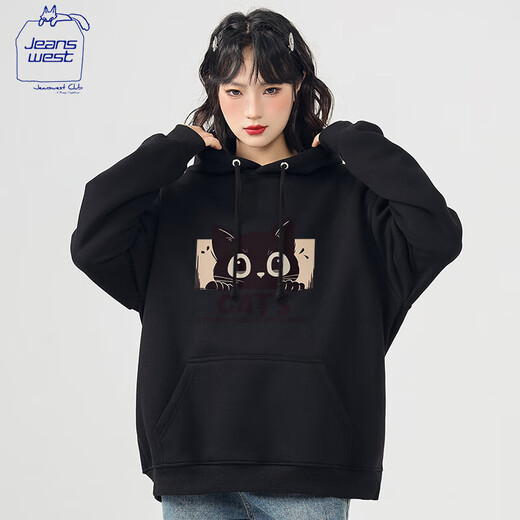 JEANSWEST CLUB JeansWest hooded sweatshirt unisex style daily casual spring and autumn girls jacket simple casual loose hoodie