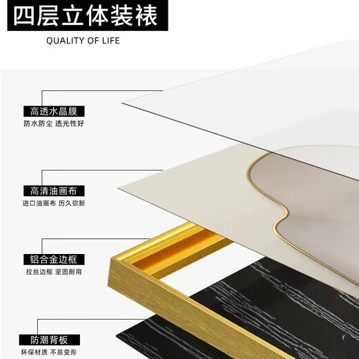 
Ideological living room decoration painting modern simple sofa background wall hanging painting triptych atmospheric light luxury mural high-end crystal porcelain painting K11972 35*50/70*50/35*50 Texture oil canvas + environmentally friendly border [black frame]