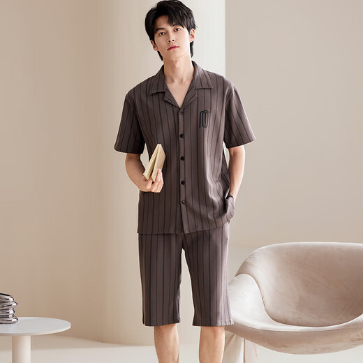 雅鹿睡衣男纯棉夏季短袖短裤2025年新款夏天男士家居服套装大码可外穿 NSALM-LMSJ9226 2XL (建议150-175斤)