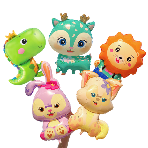 Meibosen animal shape floating aluminum film balloon children baby baby leggings filled with helium and flying cartoon toys. 5 sets of animal balloons. Ribbons, you need to bring your own helium