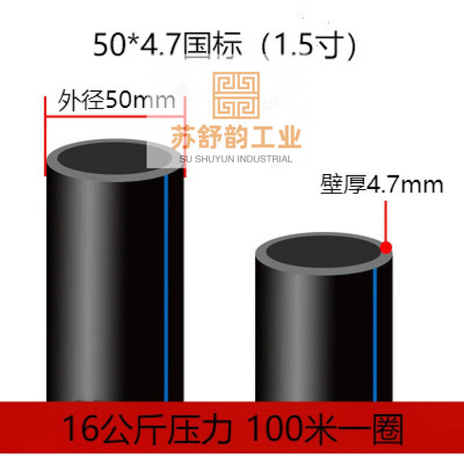 Huili's customized PE pipe tap water pipe 4 points 20 water pipes 2532 black plastic water pipe 1 inch hot melt hard pipe four points drinking water 5047 national standard 16 kg pressure 100 meters 20x23cm100m