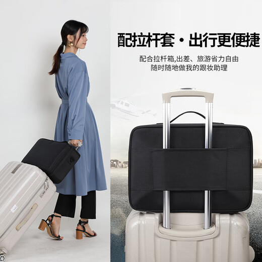 Multi-layered cosmetic bag beauty box large portable with makeup nail tattoo half tattoo eyebrow tool storage box extra large with mirror 3 layers black