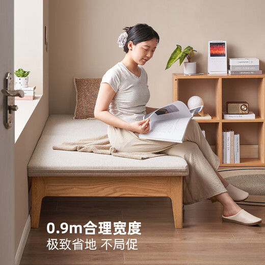 原始原素实木沙发床客厅折叠沙发床一体两用小户型伸缩单人沙发床L706N 【咖啡灰-含椰棕垫】-伸缩沙发 900*1050*300mm