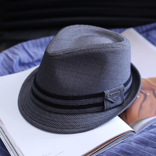 Tochino men's autumn casual gentleman's hat British retro wide-brimmed jazz hat outdoor leisure middle-aged and elderly sun protection hat trend Main picture color Regular M size (55-57cm) adjustable