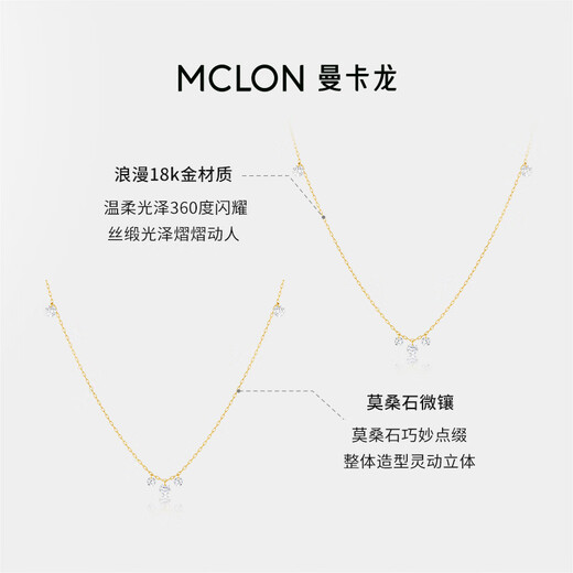 Mankalong 18K gold necklace for women, versatile sparkling inlaid moissanite pendant, a birthday gift for your girlfriend, Goddess’ Lake