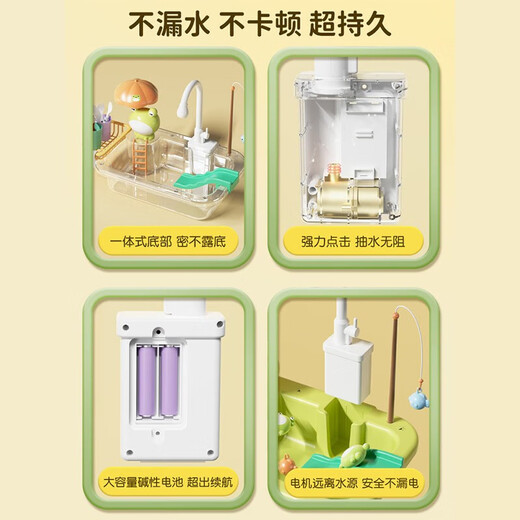 EagleStone玩水玩具洗碗儿童洗碗机玩具出水循环厨房戏水池女孩玩具过家家 【充电版】青蛙电动过家家洗碗台 61六一儿童节礼物