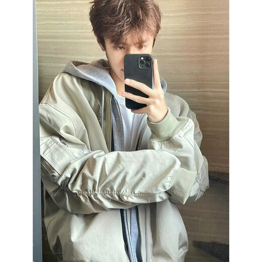 Zhidou Doudou Jacket Men's Spring y Autumn Nuevo hombro piloto de la altura de trabajo Trendy Workwear de moda