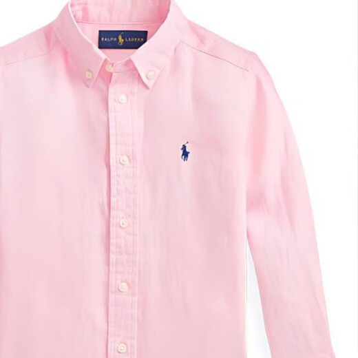 RALPH LAUREN Ralph Lauren children's clothing SS22 Logo embroidered solid linen long-sleeved shirt boys pink pink S