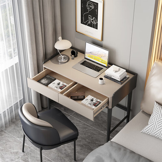 Shijia (HOME COLLECTOR) modern simple solid wood paint desk home study study computer desk bedroom bedside dressing table dressing table 0.8 meters desk - rice apricot gray single desk