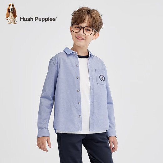 Hush Puppies College Style Children's Clothing Children's Boys' Spring Fashion Elegant Style Children's Shirt Oxford Color 170