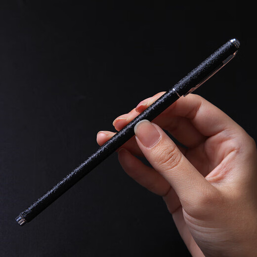 Pen de metal pesado Barra delgada Barra neutral de 0.5 mm Firma de la oficina Firma del lápiz Pen con lápiz negro Jeringa completa Pen Girl's Heart Pen KX5009 Metal KX5009 Metal Pen-Silver Single (0.5 mm Negro)