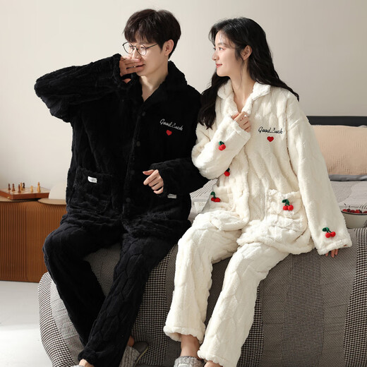 Slim und Jiao Coral Fleece-Paar Pyjama für Frauen im Winter, verdickten und warmen Herren-Pyjama für Herbst und Winter, können außerhalb von Heimbekleidung 9871 M Frauen Empfehlung 80-100jin [Jin gleich 0,5 kg] getragen werden]