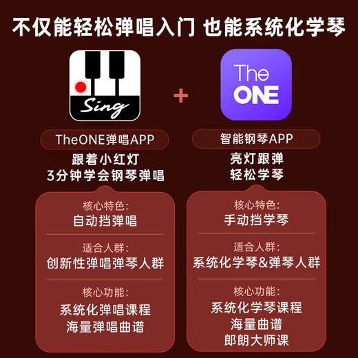 The ONE郎朗代言弹唱琴Sing自动挡智能钢琴初学者成年人61键便携式 白色