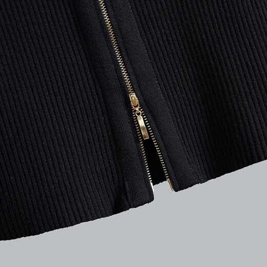 She pool lapel sweater 2025 autumn new women's double-ended zipper long-sleeved slim fashion top