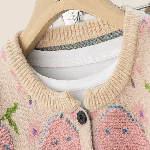 Sibaishe contrast color sweater 2025 autumn new women's single-breasted sweet round neck long-sleeved top