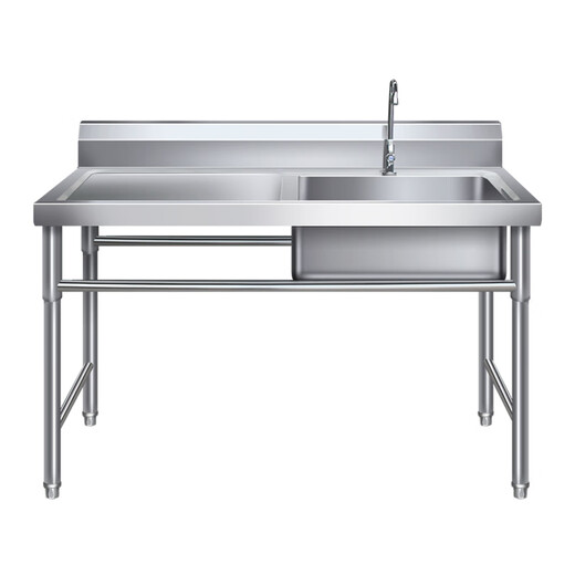 Commercial stainless steel sink with bracket kitchen single and double sinks washing dishes and vegetables wash basin with platform hotel ordinary model 100*50*80 right sink left flat