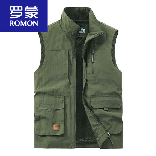 罗蒙（ROMON）马甲男新款2024春秋夏大码多口袋坎肩户外工装背心速干马夹男 677蓝色 2XL