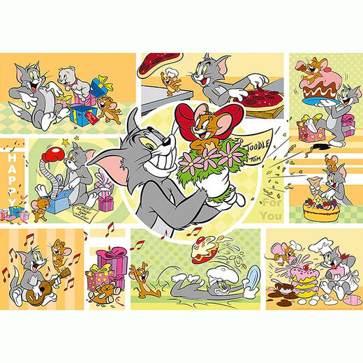桃李世家TomJerry猫和老鼠1000片拼图高颜值卡通动漫成人儿童益智玩具礼物 猫和老鼠-M1349 1000片木质拼图礼盒装