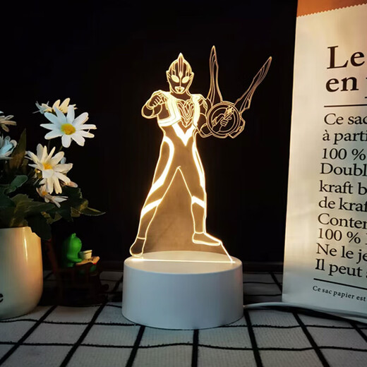 赛罗特利赛迦银河迪迦奥特曼大全3d小夜灯儿童玩具卧室USB插电灯 826特利迦 闪耀形态 白底：触摸+16色遥控