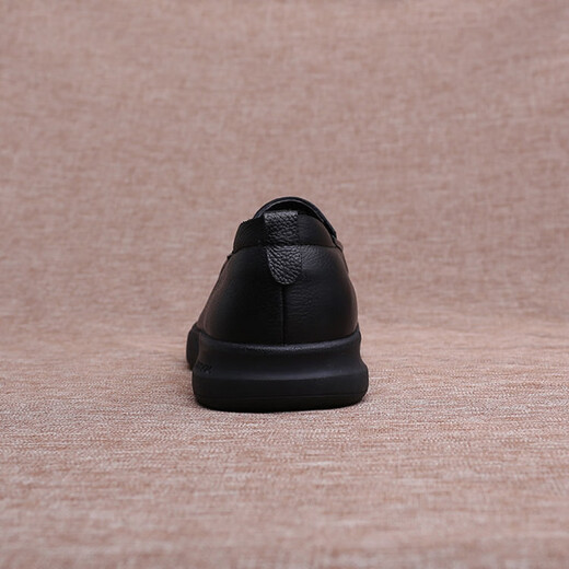 Men's Autumn Business Casual Leather Shoes Large Size Small Size Genuine Leather Men's Shoes Breathable Soft Leather Soft Sole Slip-On Dad Shoes Black Sleeve 40 (250mm)