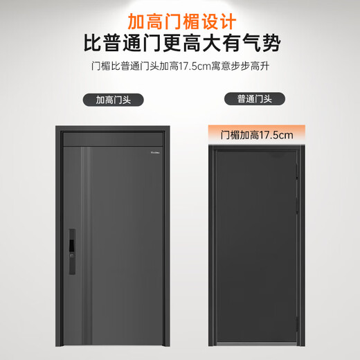 美心（Mexin）甲级防盗门入户门4级家用安全门别墅门指纹密码锁定制门 暗铰链+加高门楣+氟碳 现货外开单门-2050/2150*1050 G29 经典半自动指纹锁