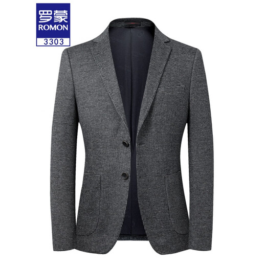 Romon High-High-End Casual Suit Men's Spring y Summer Trait Trait Jacket Style Coreano Slim Business Stretch Stretk Stretk Stretk Black and Grey Grid 6625 XL 180 [recomendado 135-150Jin [Jin iguala 0.5 kg]]]