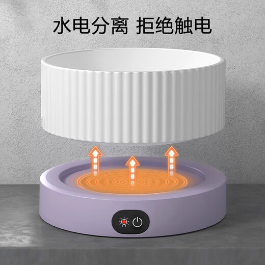 风宠猫咪恒温加热饮水机保温水碗冬季宠物陶瓷碗加热罐头喝水器酸奶机 白色罗马碗450ml+【紫色】三挡加