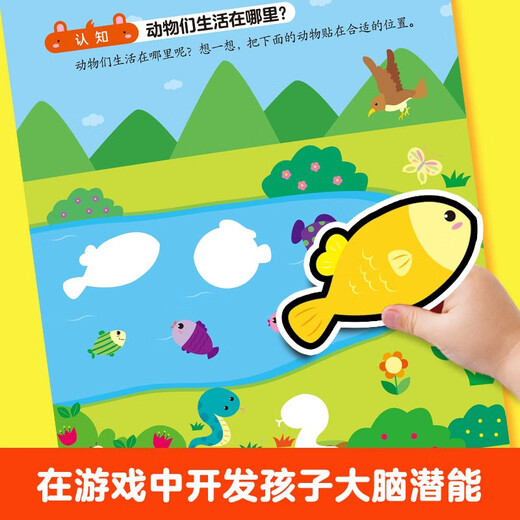 Whole brain development sticker book 3-6 years old (6 volumes) baby concentration training puzzle early education enlightenment hands-on brain whole brain intelligence development observation ability fine motor training spatial perception cognitive enlightenment children's sticker book stickers green printing