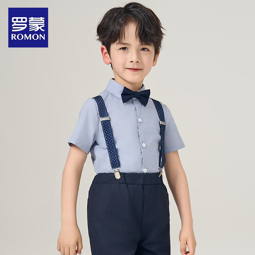 Romon boys dress shirt summer children's shirt summer 2026 new handsome boy thin short-sleeved shirt short-sleeved shirt 130