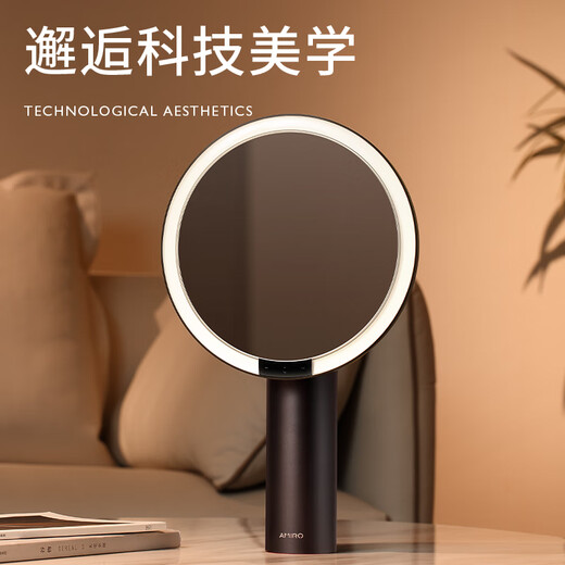 AMIRO Makeup Mirror with Light Led Smart Makeup Mirror Desktop Makeup Mirror HD Fill-in Light Mirror O2 New Year Gift for Girls O2 Small Black Mirror