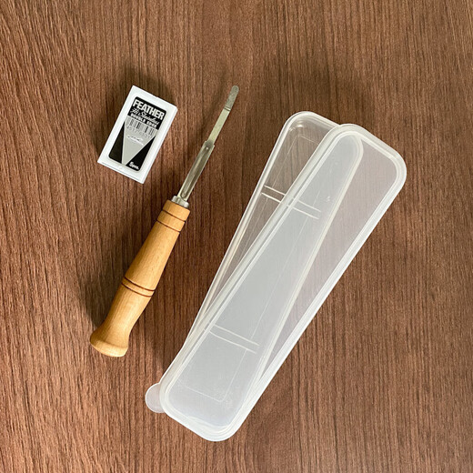 Cangtian Oubao baguette cutting knife trimming knife log handle dough scraper bread cutter household DIY baking tools log handle with 5 ordinary blades (boxed)