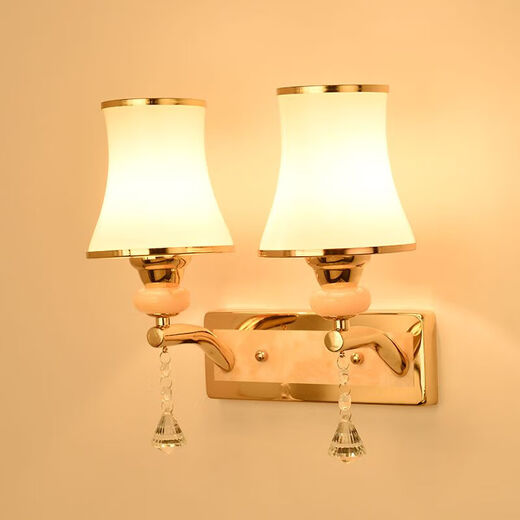 Fenglanq wall lamp bedside lamp Nordic modern European style simple creative led American bedroom living room aisle staircase wall lamp 010 double head with pull switch-three colors.LED