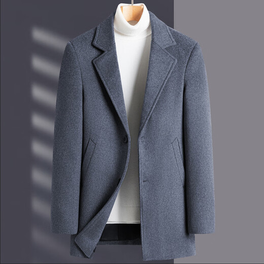 Lomon Wollmantel Männer mitten in Frühling und Herbst Winter neuer Mantel plus samt verdickter koreanischer Wollwollwehrtermine 688 Schwarz- [normaler mittlerer Länge] xl