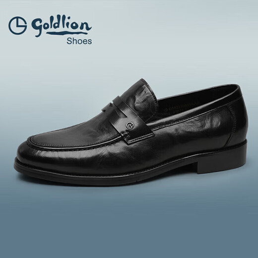 Zapatos de hombres Goldlion Shoes Casual Zapatos de moda Personalidad de cuero Combinados mocasines G582330093AAA Black 41