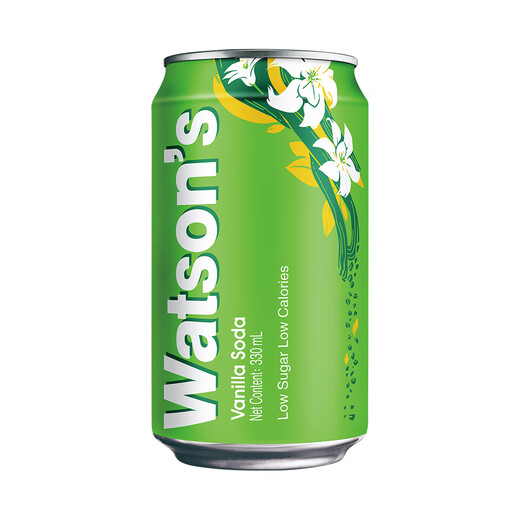 Watsons Soda Vanilla Flavour Low Sugar 0 GRAQUES CALOIR LOI SPUCIPATION DUSEUR 330 ML * 24 CANS JOJO NOM Joint