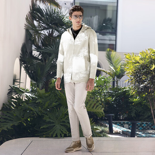 威可多（VICUTU）男士风衣潮流休闲连帽外套VRS21142931 灰绿色 175/92A 