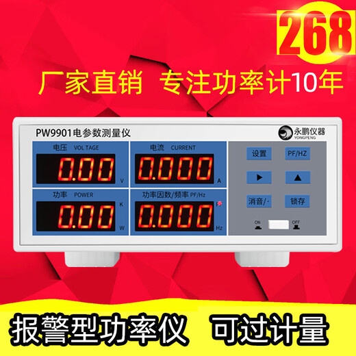 永鹏PW9901功率测试仪智能电量测试电参数测量仪功率表数字功率计 PW9800(基础型20A)