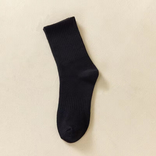 Socks men and women black and white solid color medium short high tube long ins trendy four seasons student basketball sports casual socks 6 pairs of long tubes [6 black]