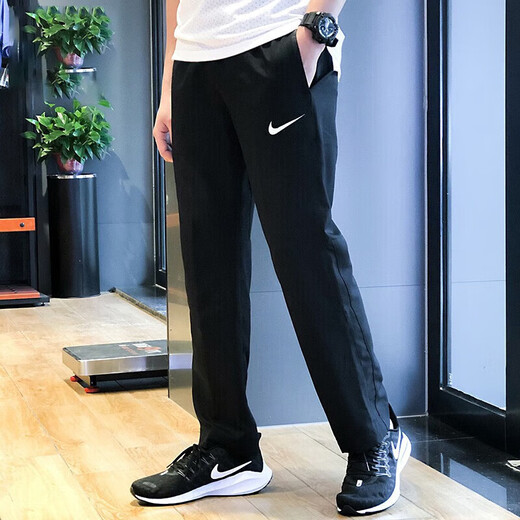 Nike (NIKE) net sports pants men's pants new summer casual pants woven breathable loose straight pants trousers dm6627-010 black S