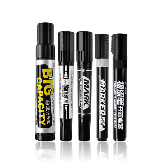 Cinq mille ans de logistique de grande capacité stylo à tête unique à tête double panneau à un stylo à grande tête peut être ajouté avec un marqueur d'encre noire huileux non disapparant le stylo fin de grande taille de grande taille petite tête rapide à séchage imperméable chantier grand stylo w-826 (6 broches noires)