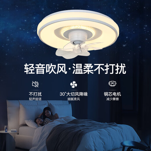 -风扇灯智能卧室吊扇灯灯具客厅餐厅现代简约吸顶灯电扇灯 9904-K齿纹边-96W无极光-360摇