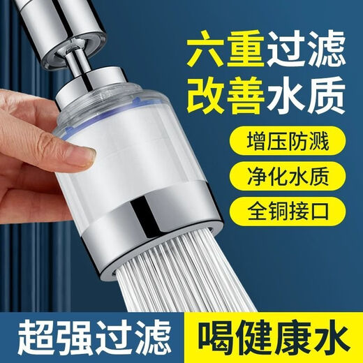 Birande [rotation kostenlos] Wasserhahn Wasserreiniger Filterreiniger Küche Leitungswasser spritzer Dusche universelle rotierende sechste Generation [Nanometerfiltration und Boost] Wasserreinigung [1 Wasserreiniger + 10 Originalfilterkomponenten + 1 Anschluss