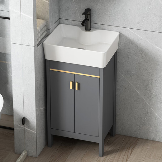 Dafify kleine Wohnung Badezimmerschrank Keramik integriertes Becken bodenstand extrem schmales Waschbeckenschrank kombinierter Balkon Waschbecken Waschbecken Waschbecken 4837 Grau 1618 Haupttürabfluss