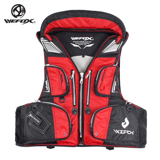 WEFOX Taiwan Weihu Nian's new fishing and sea fishing life jacket, outdoor fishing vest, multi-functional rock fishing vest, black and red XL size